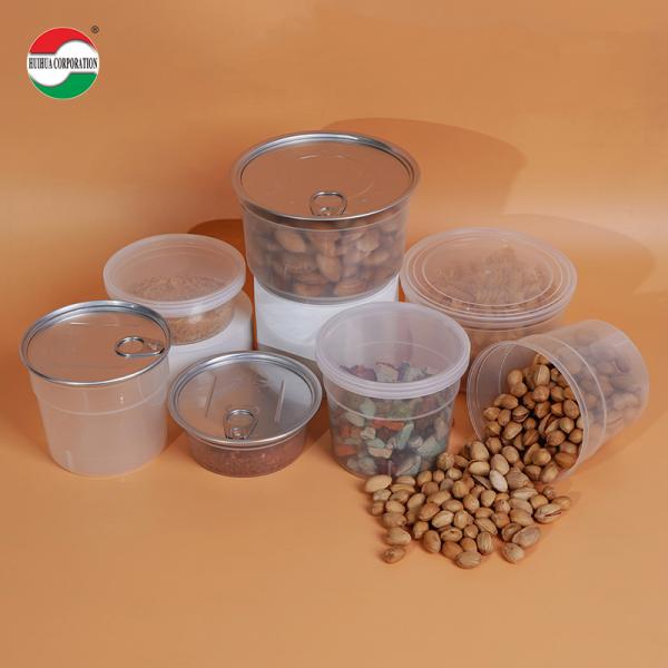Plastic Bottle Factory Food Grade Clear PP Plastic Bowl High Temperature Resistance with EOE Aluminum Easy Open Lid for Cookie PET Wet Food Plastic Can