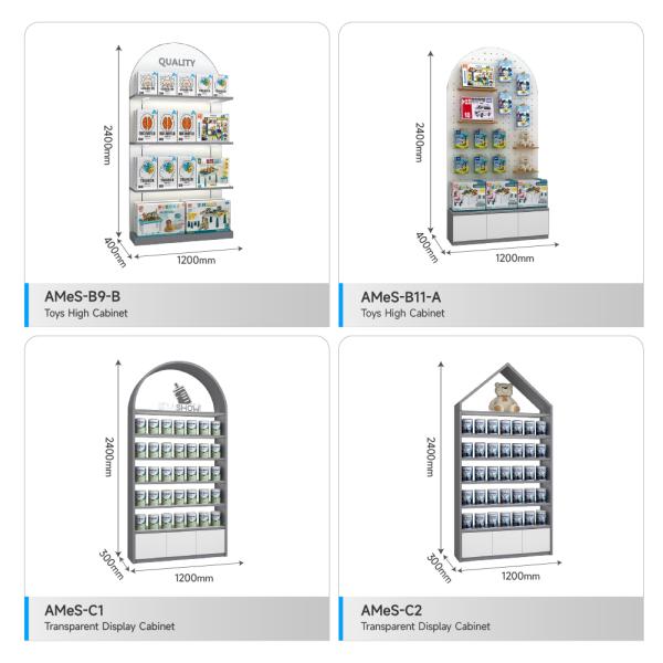 Paper and Toys Cabinet Mdf Display Racks Gray Single-sided Metal Rack for Baby Store Design and  Maternity Shop Decoration