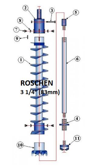 Double Key Heavy Duty Hollow Stem Auger 3 1/4″ 83mm