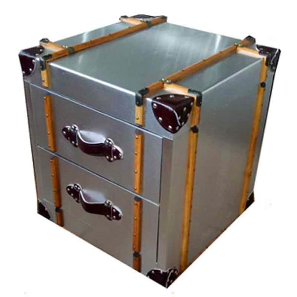 Aviator Side Table Aluminium Two Drawer Storage Coffee Table bedside Chests Industrial Travel Trunk Cabinet
