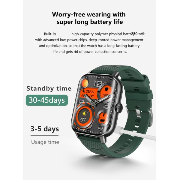 Eraysun Curved Screen 2 Smart Watch 2.02 Inch 3D Dynamic Waterproof Dials to Wake up Heart Rate Monitoring Fitness Smart Watches