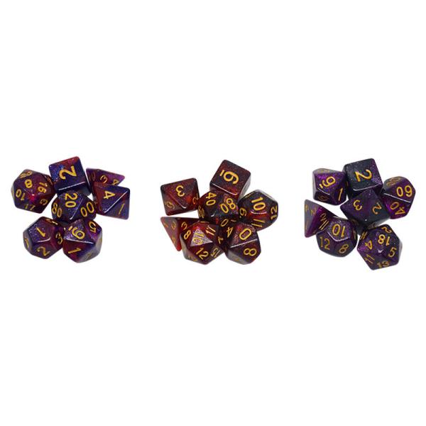 Red, purple and black three -color resin dice suite dragon and dungeon dnd dice