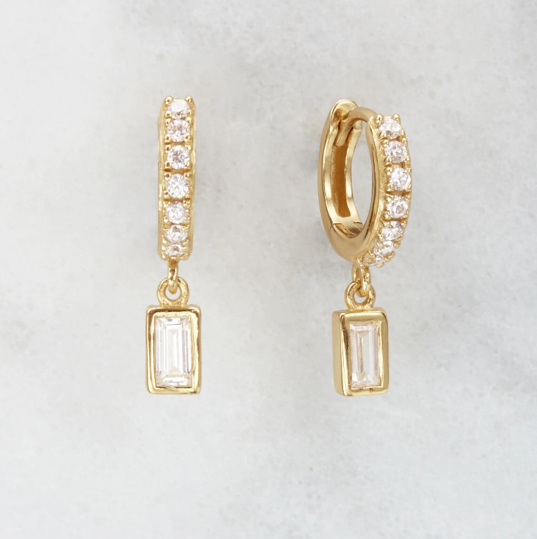 Gold Plated 925 Sterling Silver Dangle Earrings For Anniversary , Engagement