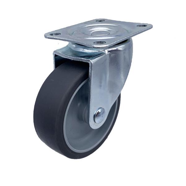 Grey TPR Tread Light Duty Swivel Plate Caster Wheel With PP Core 3 Inch