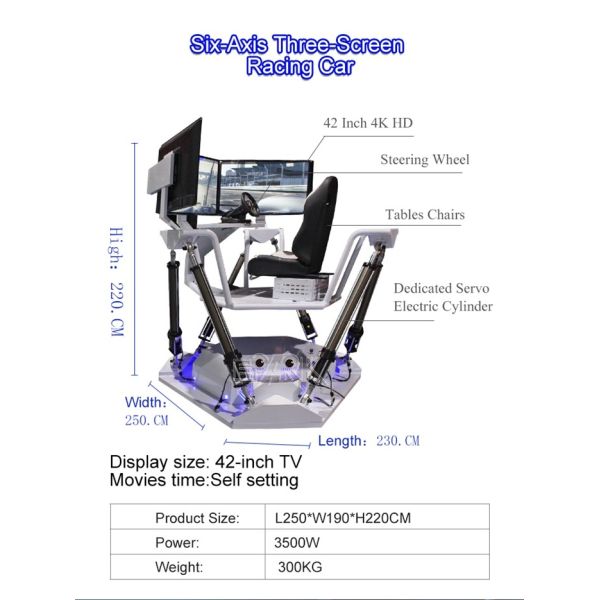 Hot Selling Six-Axis Three-Screen Racing Car 300Kg 9D Vr Racing  Simulator