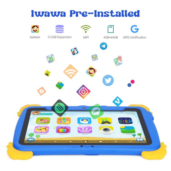 C idea Kids Tab 10.1inch Android 13 Tablet for Child 4GB RAM 64GB ROM Eye Protection Touchscreen for kids 3-8 ages