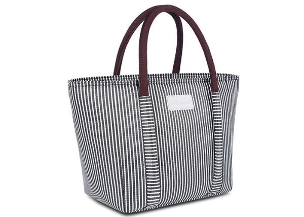 Oxford Cloth Large Insulated Tote Striped Thermal Tote Bag Waterproof