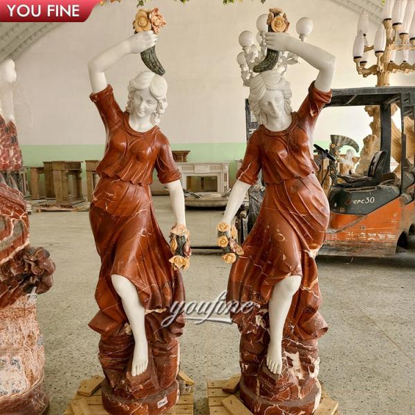 Home Decor Marble Lady Statue with Lamp