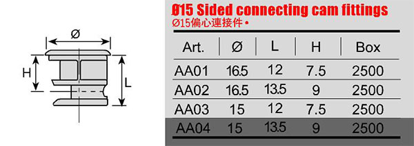 Modern Design D15mm ANDISI Cam Lock Connector for Knock Down KD Fittings