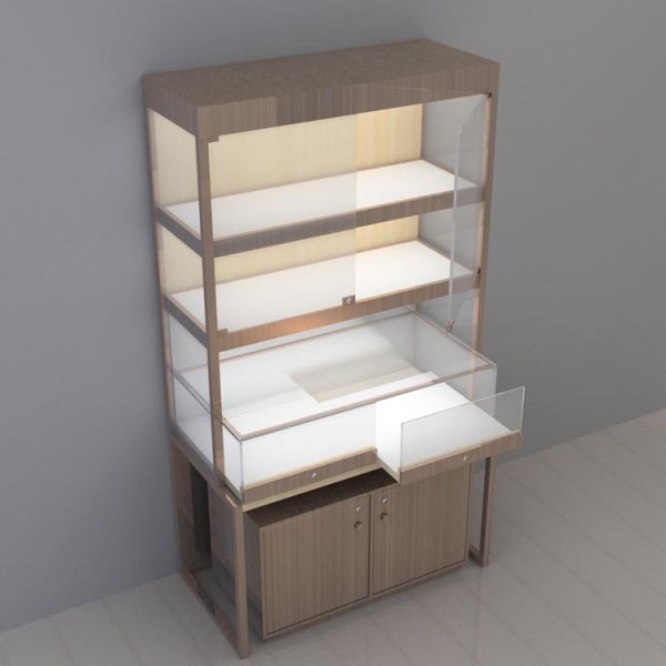 Luxury Wood Display Cabinets with Tempered Glass Doors 1800*1800*2000mm Luxury Style