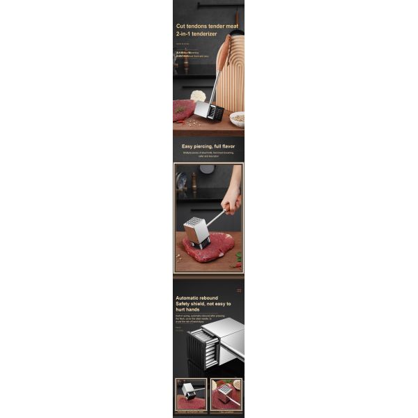 Hot 36-Blade Manual Meat Tenderizer Durable Kitchen Tool for Tenderizing Steak Turkey