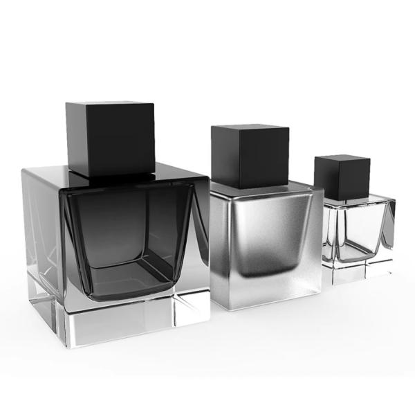 De alta qualidade Luxury Square Design 30ml 50ml Vidro Vazio Perfume Spray personalizado Botão com tampa
