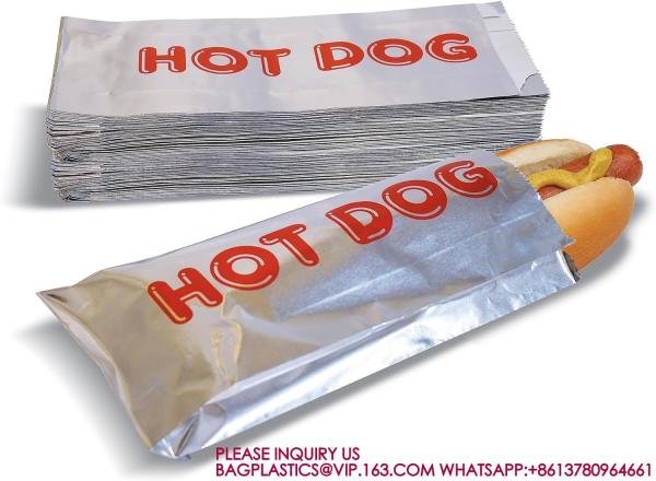 Foil Hot Dog Wrapper, Insulated Grease Resistant Hot Bag Sleeves, Foil Paper Hot Dog Bag
