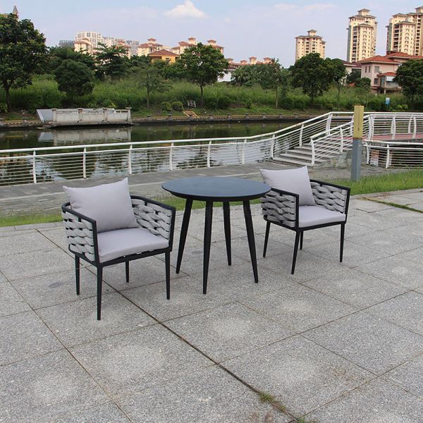 Outdoor Patio Rope Woven Furniture Aluminum Frame Hotel Dining Set with Powder Coated