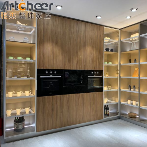 Ready to Ship Modern Kitchen Cabinet with Aluminium Frame and Glass Door for Kitchen Furniture