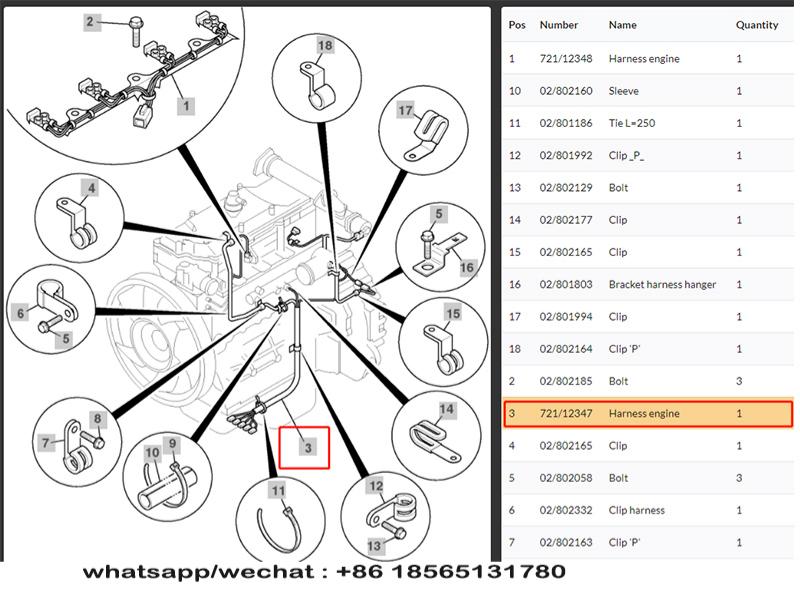 Brand New Excavator Electrical Cable Isuzu 4HK1 Engine Harness 721/12347 72112347 for JCB JS160 JS200