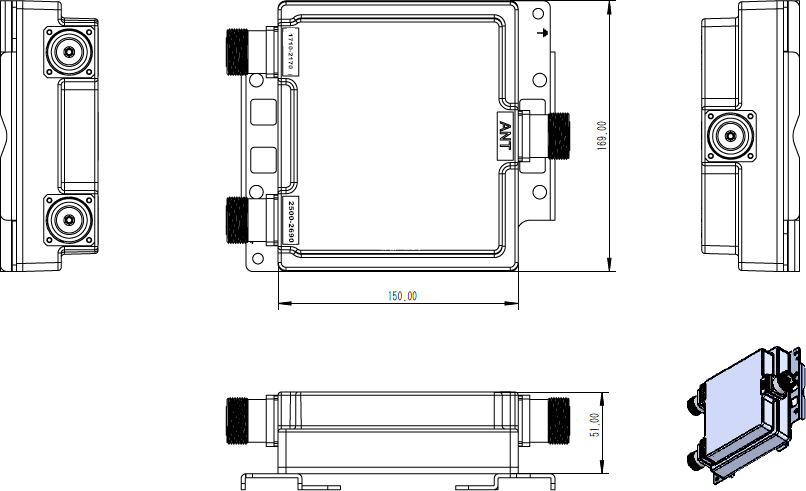 DIN Female RF Combiner Duplexer Outdoor IP67 2100MHz (включает в себя устройства для совмещения радиочастотных сигналов)