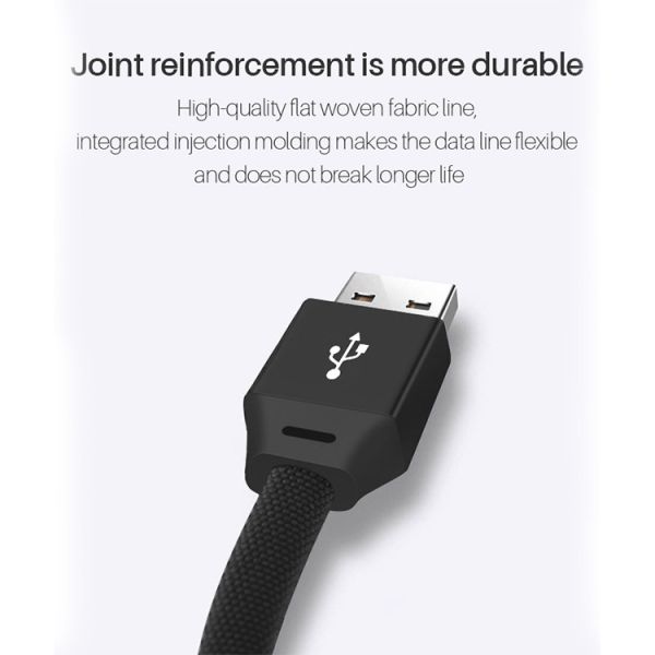 Flat Braided USB 2.0 Type C Cable OEM 3A Fast Charging Cable