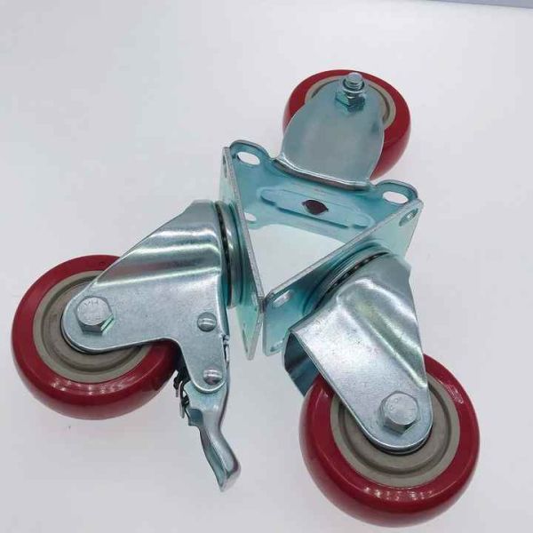 3 Inch Medium Duty Double Ball Bearing Fixed Rigid Caster Wheel Plate Casters for Hand Trolleys