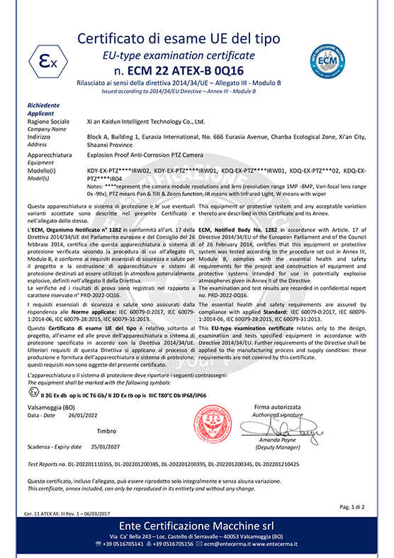 Xi An Kaidun Intelligent Technology Co., Ltd. Certifications