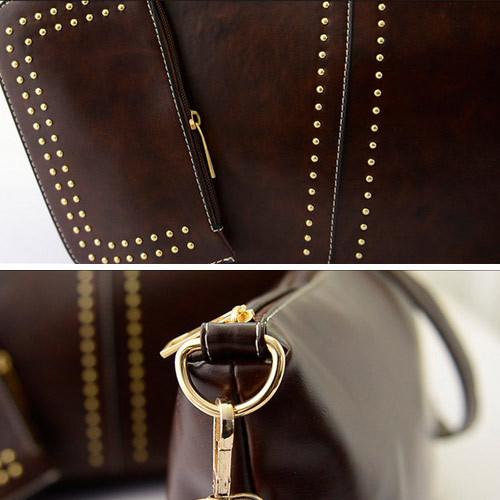 Retro Vintage Women's Handbag quality 3pcs in 1 set bag brown bolso blanco