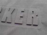 Teste padrão ou logotipo de alta frequência feito sob encomenda da forma 3D para o vestuário, sacos