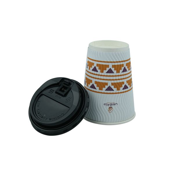 12oz Ripple Coffee Paper Cups Three Layer Structure With The Inner Most Wall PE Coated