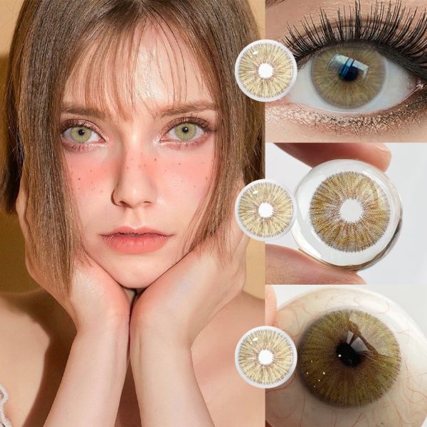 MILLCREEK Angeles N Brown Yearly Colored Contact Lenses with Soft Natural Brown Tone and Gentle Enlarging Effect Made from High-Quality HEMA-NVP Material