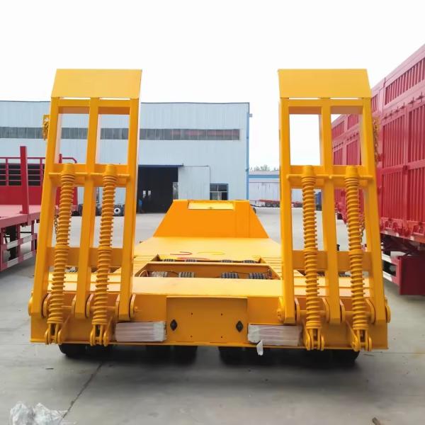 28 Tons Two Speed Landing Gear Low Bed Semi Trailer For Heavy Equipment Transportation