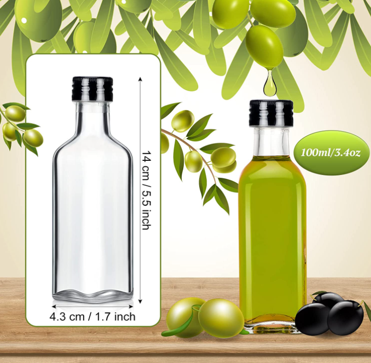 750 мл круглая стеклянная бутылка с оливковым маслом с черной винтовой крышкой и прозрачной