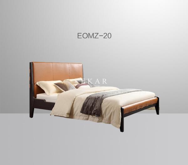 Designer Furniture Simple Design Leather Headboard Wooden King Size Bed