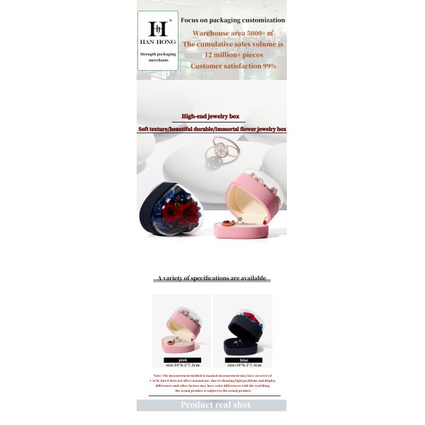 Boîte à bijoux en forme de cœur en forme de cœur avec boîte d'emballage en velours