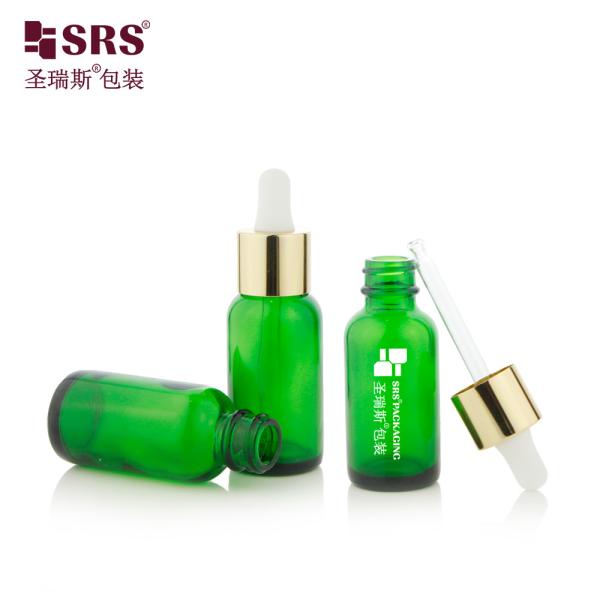 30ml 60ml prontos para envio garrafas de vidro de alumínio de cor verde com conta-gotas