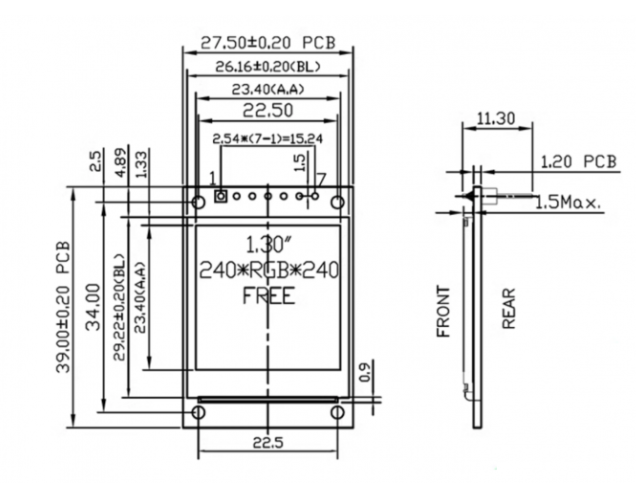 1.3 Inch 240x240 Resolution SPI Interface IPS Panel TFT LCD Display Module