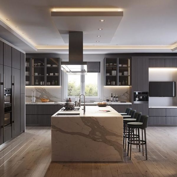 Custom Solid Wood Cupboard Cabinetry Set Luxury Kitchen Cabinets For Villa