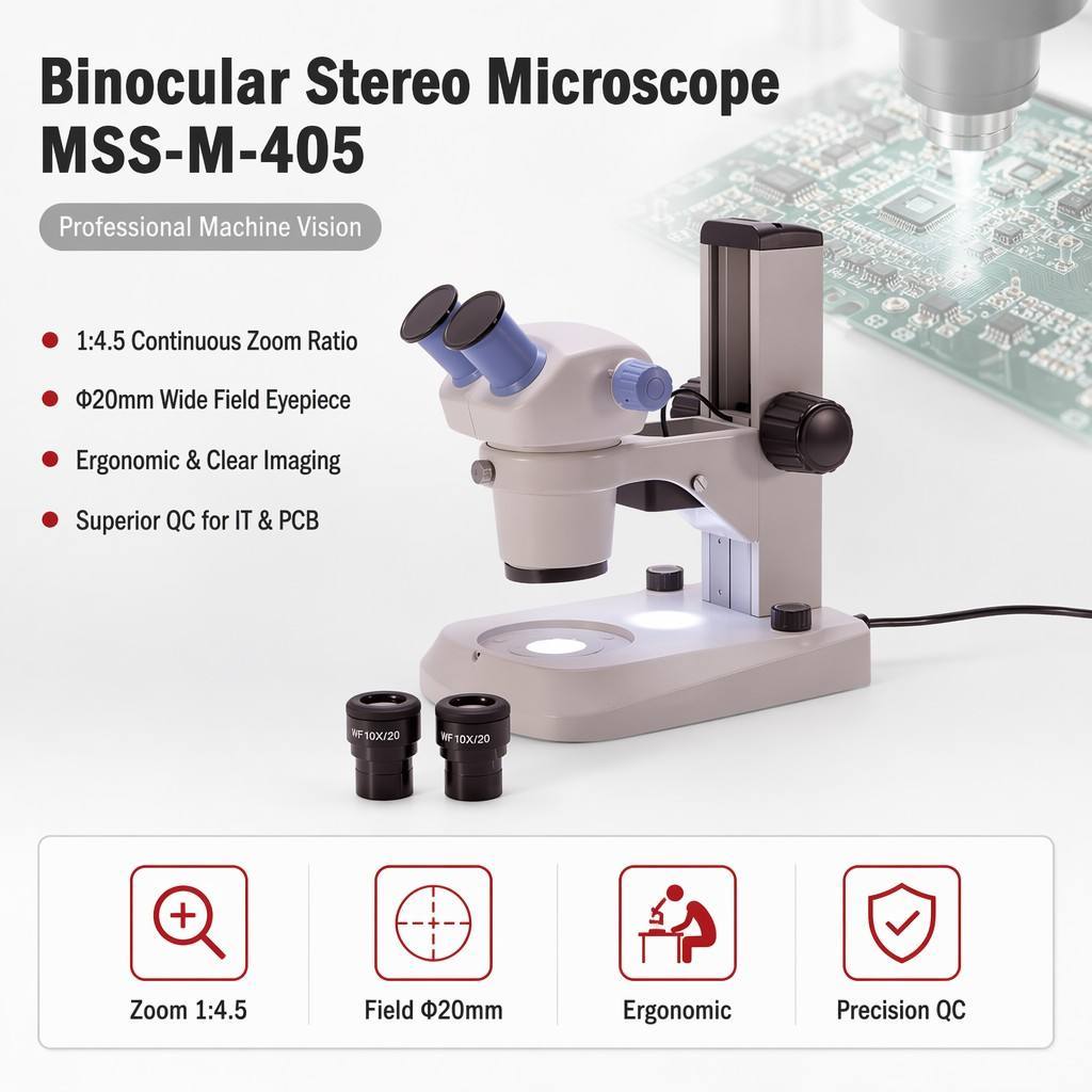 OEM Factory 1:4.5 Zoom Binocular Stereo Microscope 20mm FOV for Medical Education Precision Testing CE MSS-M-405