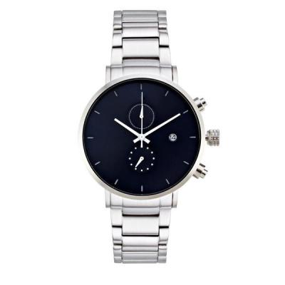 Mens Stainless Steel Watches , 3atm Waterproof Bar Mens Silver Watch With Black Face