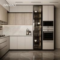 Gráfico Branco Moderno Design de cozinha em forma de U Armários de cozinha de melamina Armários de cozinha de madeira Villa Kitchen Set