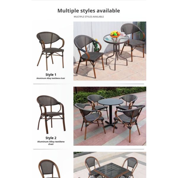 Outdoor Dining Table And Stackable Chair Set Modern Design Restaurant PE Rattan Coffee Table