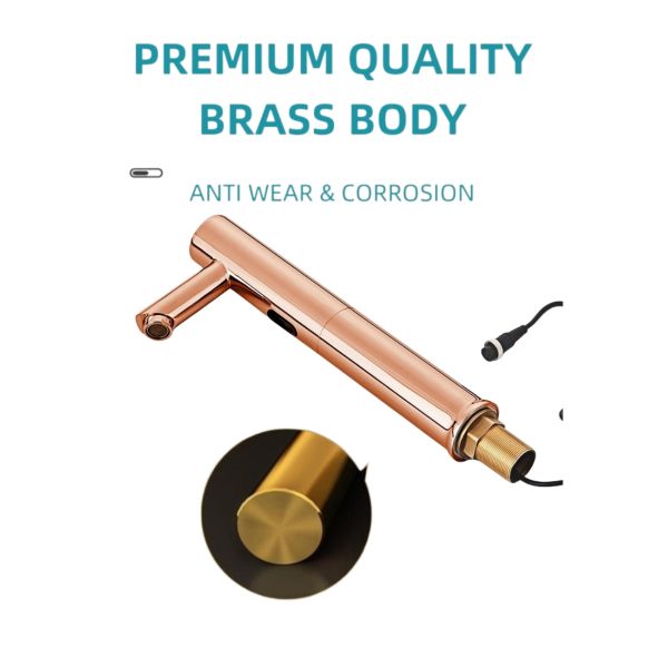 European Style Intelligent Sensor Wash Basin Faucet Rose Gold Finish All Copper