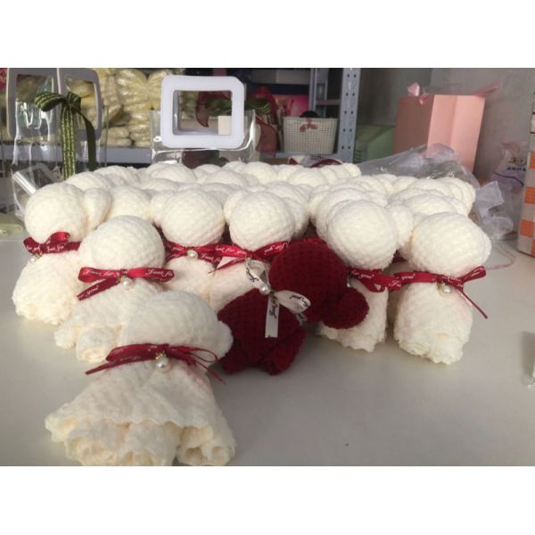 Toalla de oso de piña de color sólido linda conejito de forma de oso de coral lana de mano toalla para el hogar