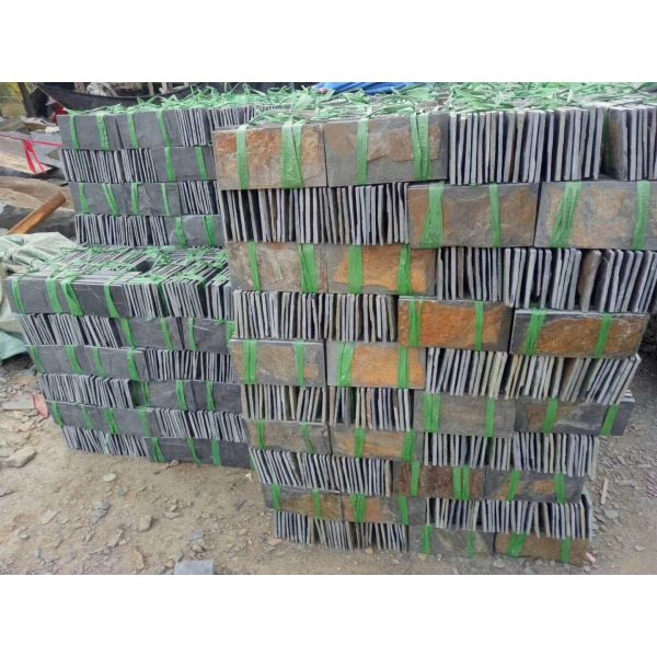 Natural slate culture stone sawn cut split China beige green color