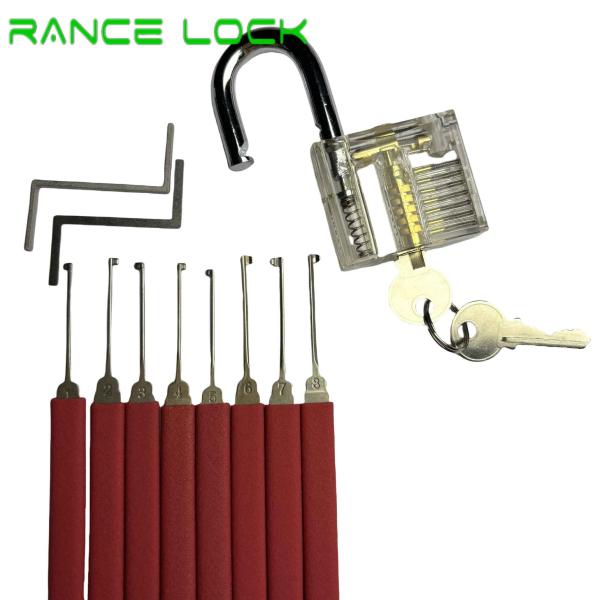 Exercise Hook Pick Tool Set 8pcs Door Picking Kit With Red Hadle