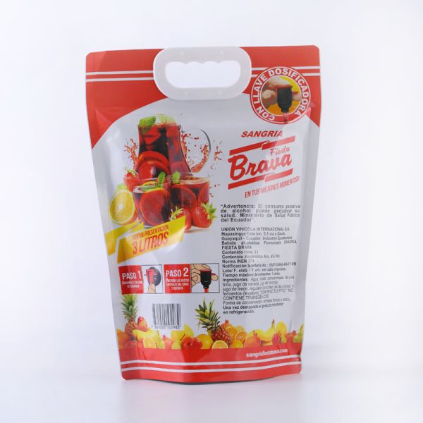 FDA Certified 3L Boxed Fruit Wine Pouch Wine Packaging With Handle