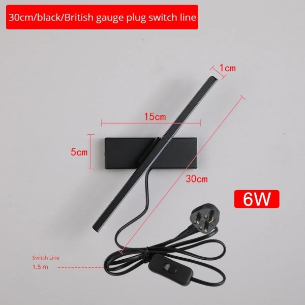 330° Rotatable LED Wall Light Minimalist black Bathroom Strip mirror front light(WH-MR-81)