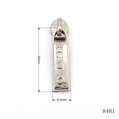 Embossed Custom Logo Zipper Pulls Nickel Plated Handbag Zipper Pulls