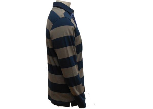 Colorful Mens Long Sleeve Striped Polo Shirts , 2 Piece Collar Mens Knitted Polo Tops