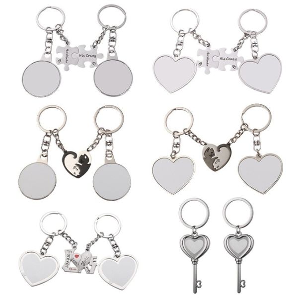Couples Keyrings Sublimation Love Keychain For Couples Romantic Key Chain