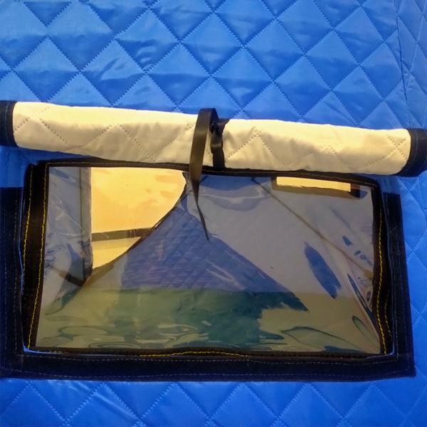 180X180X145CM Cotton Ice Fishing Pop Up Winter Shelter Blue Waterproof Coated Composite
