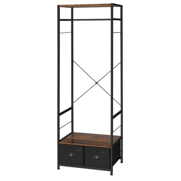 Industrial Design Open Wardrobe for Bedroom, Open Wardrobe with Fabric Drawers, Bedroom Drawer Dresser, LVT012B01
